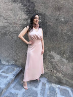 Abito Lungo  Elegante , Rosa  con scollo all'americana