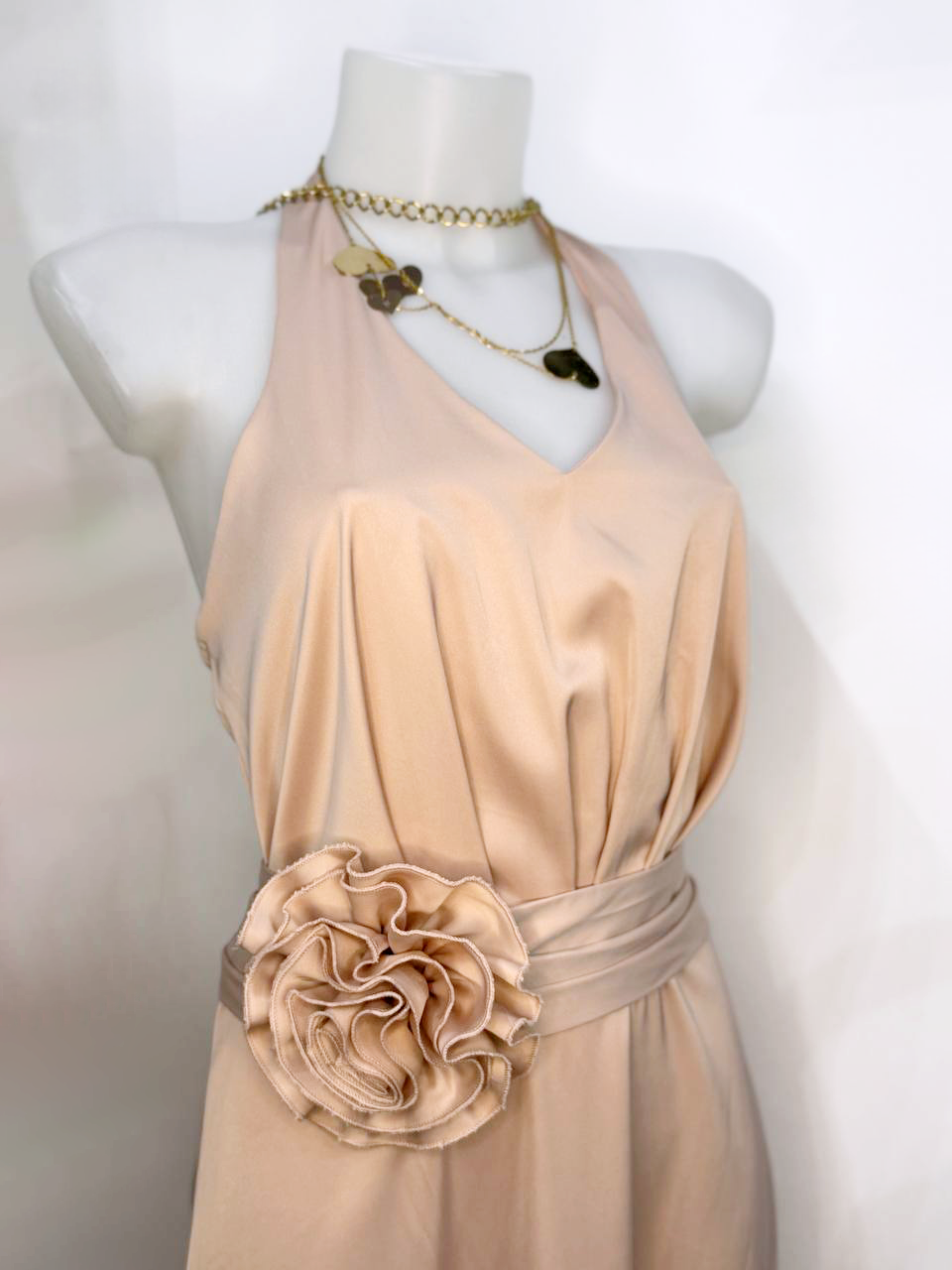 Abito Lungo  Elegante , Rosa  con scollo all'americana