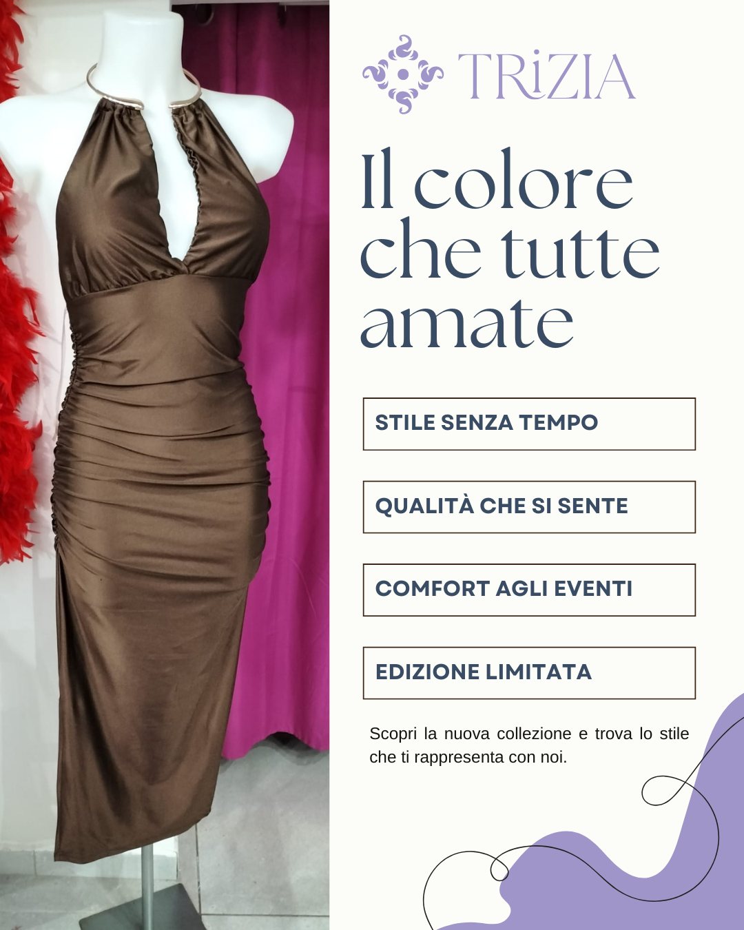 Abito Lungo Marrone Chic & Elegante