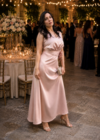 Abito Lungo  Elegante , Rosa  con scollo all'americana