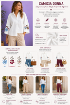Camicia di cotone con Ricami Floreali