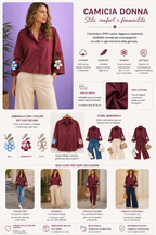 Camicia di cotone con Ricami Floreali