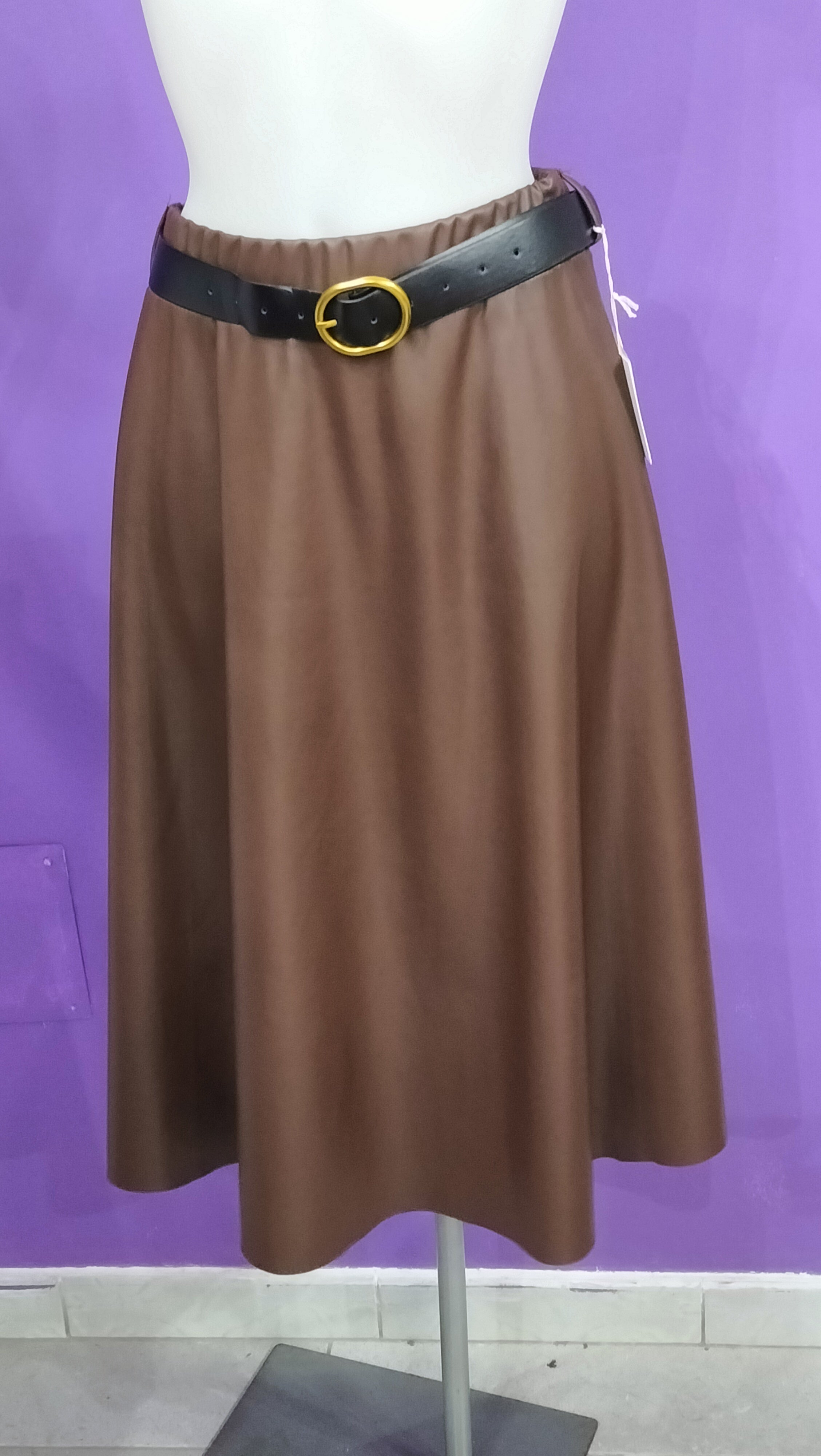 Gonna in Similpelle Marrone