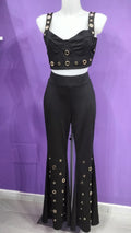 Top and trousers set with gold headband details
