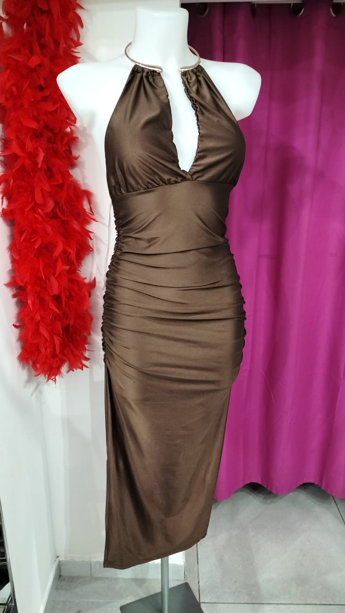 Abito Lungo Marrone Chic & Elegante