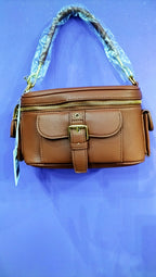 Borsa  Mistery Bag cognac,fibbia dorata e zip