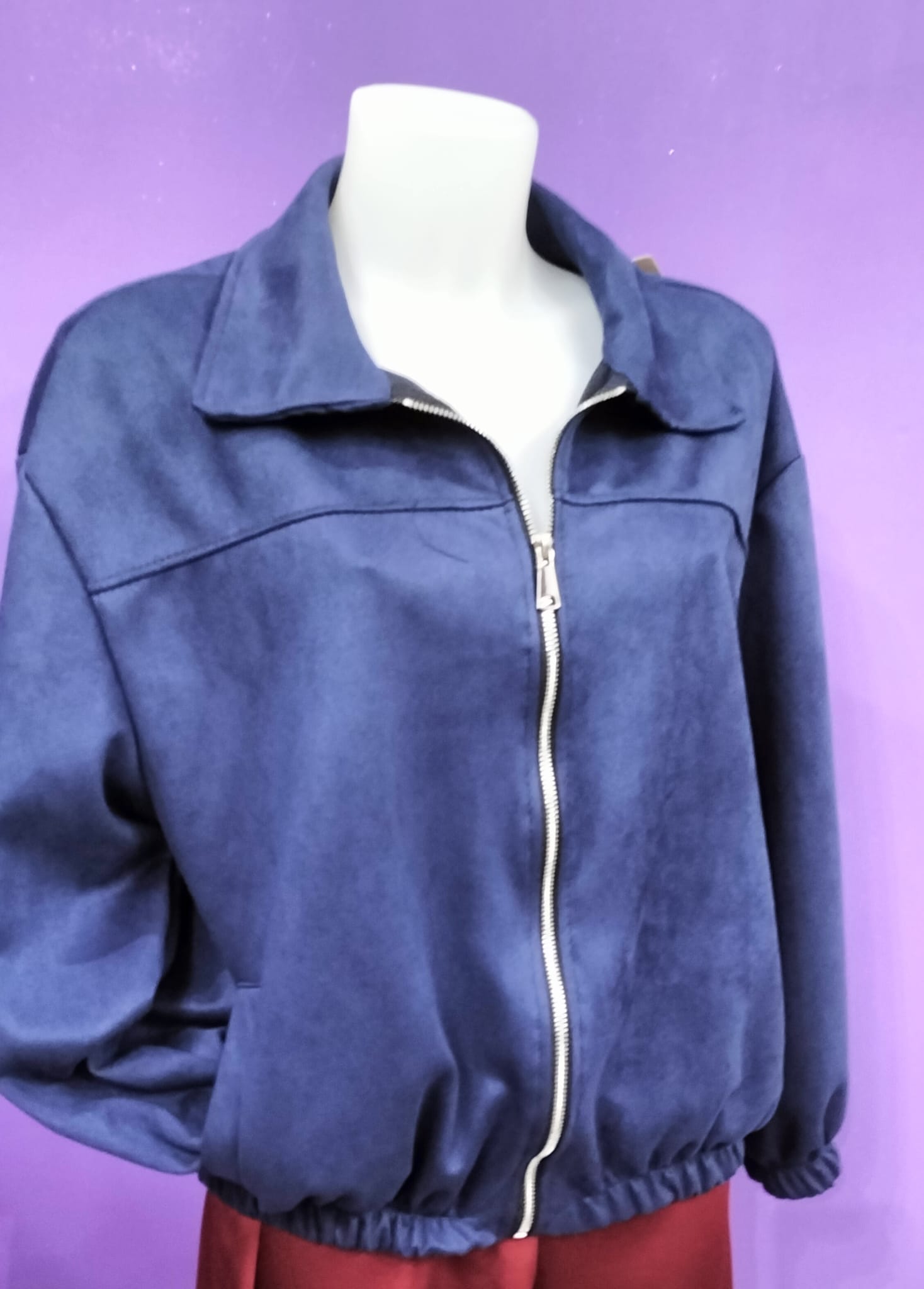 Giacchetto Blu oversize in eco daino