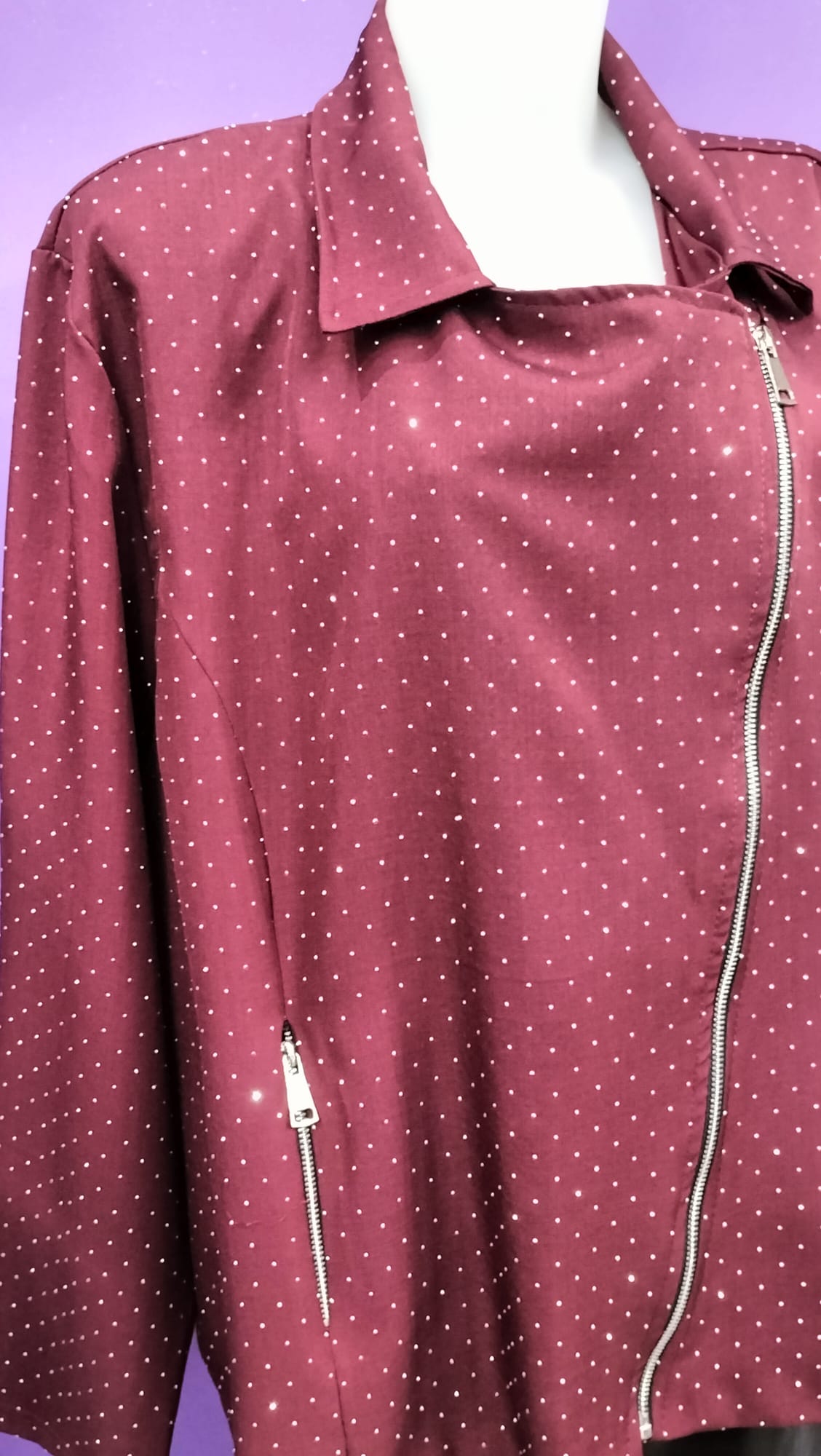 Giacchetto Bordeaux Oversize , tessuto con punti luce ,ideale anche per outfit eleganti