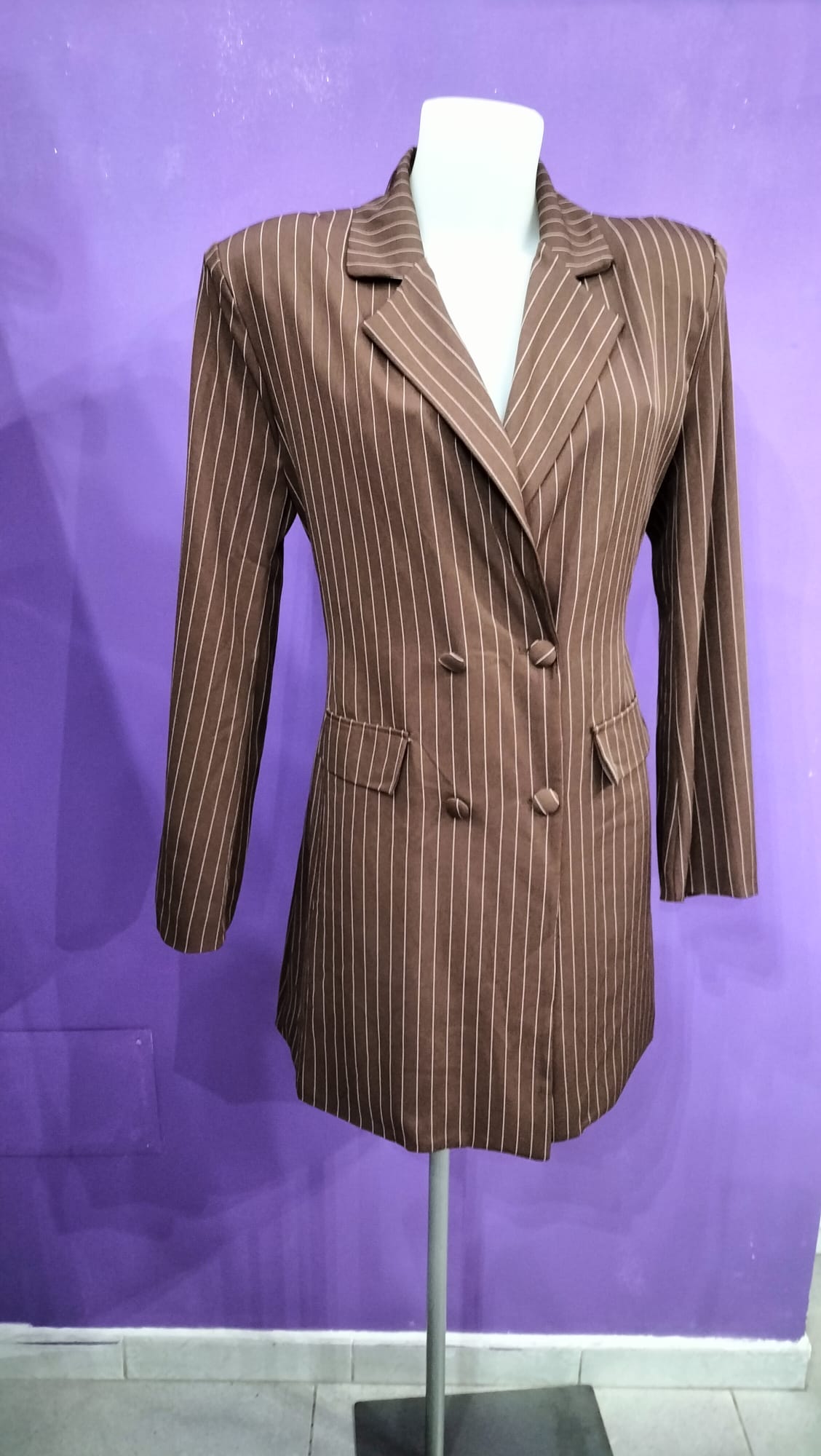 Mini Dress Gessato, Abito/Giacca Marrone gessato