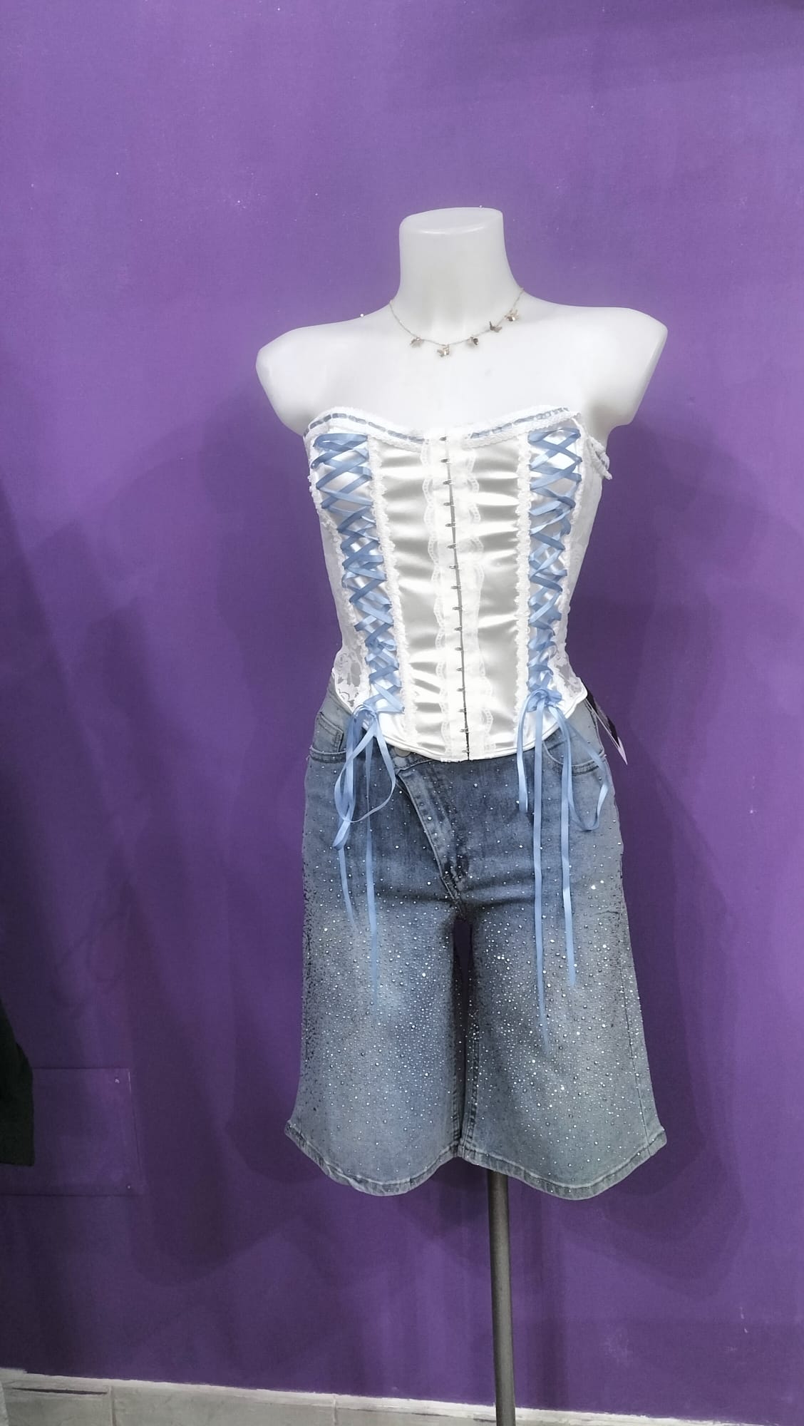 Jeans Bermuda con Brillantini