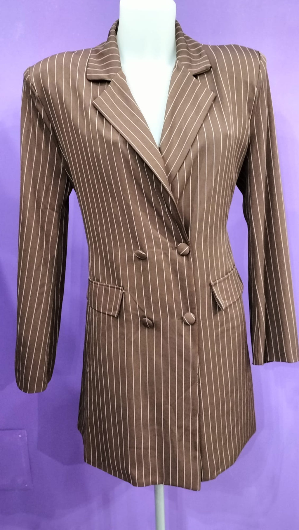Mini Dress Gessato, Abito/Giacca Marrone gessato