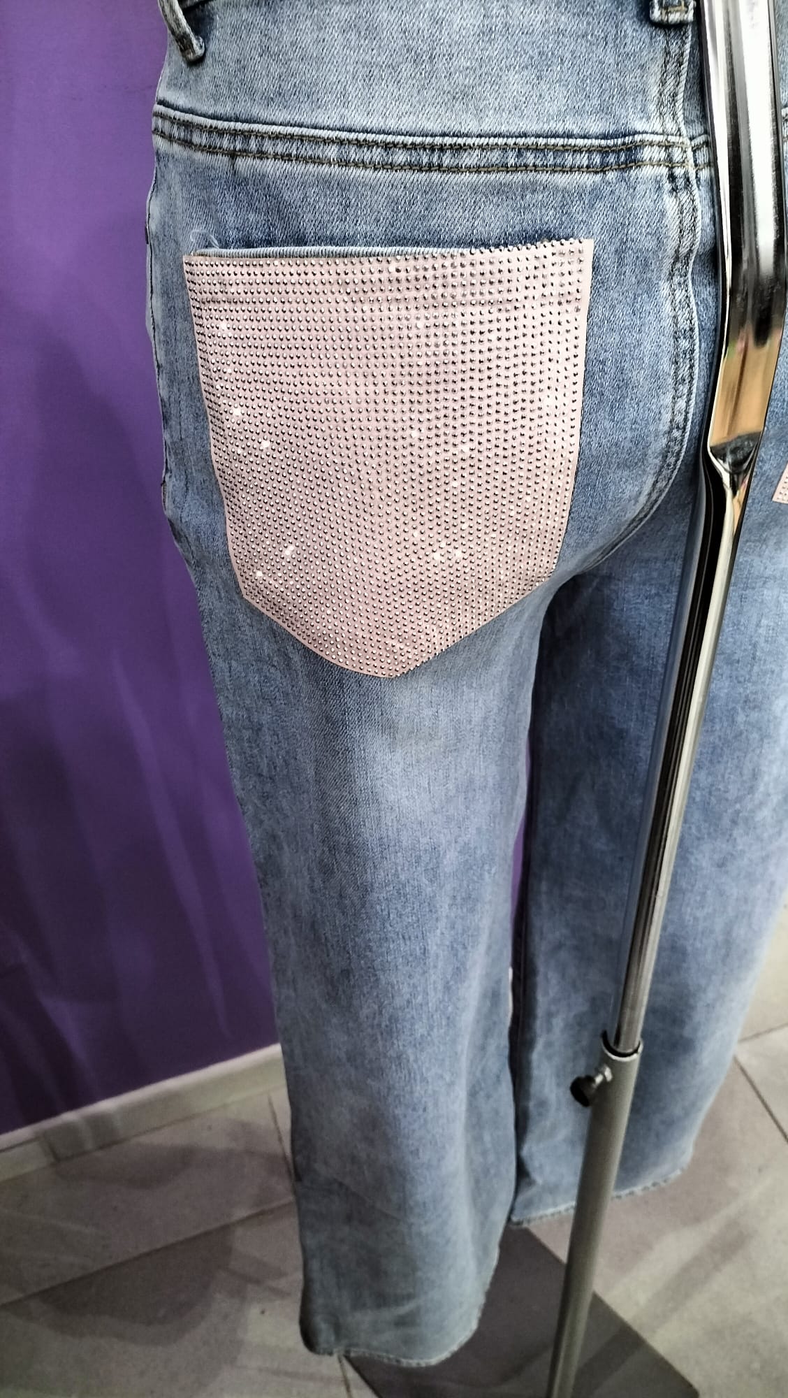 Jeans Glamour Tasche Strass Rosa