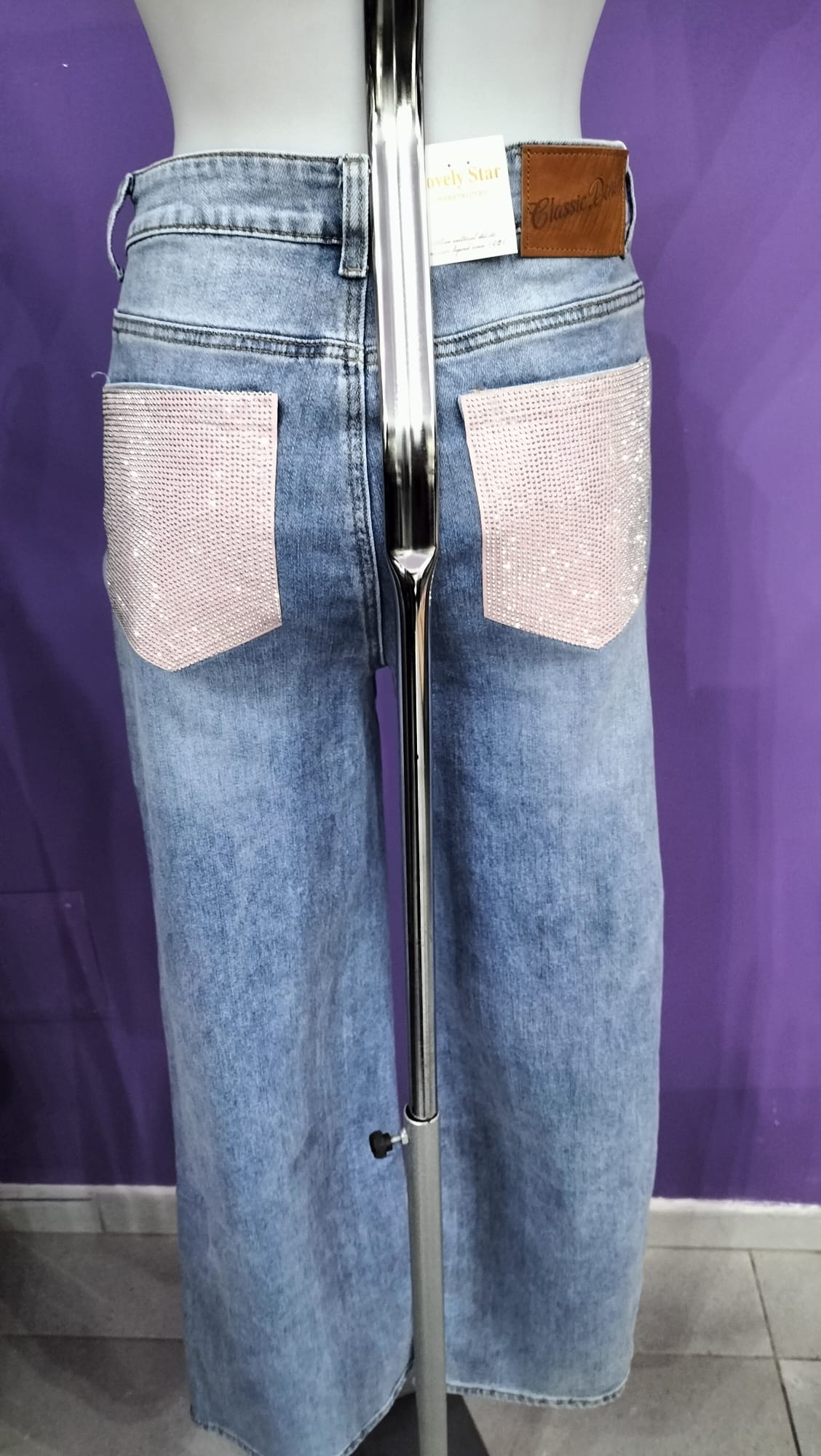 Jeans Glamour Tasche Strass Rosa