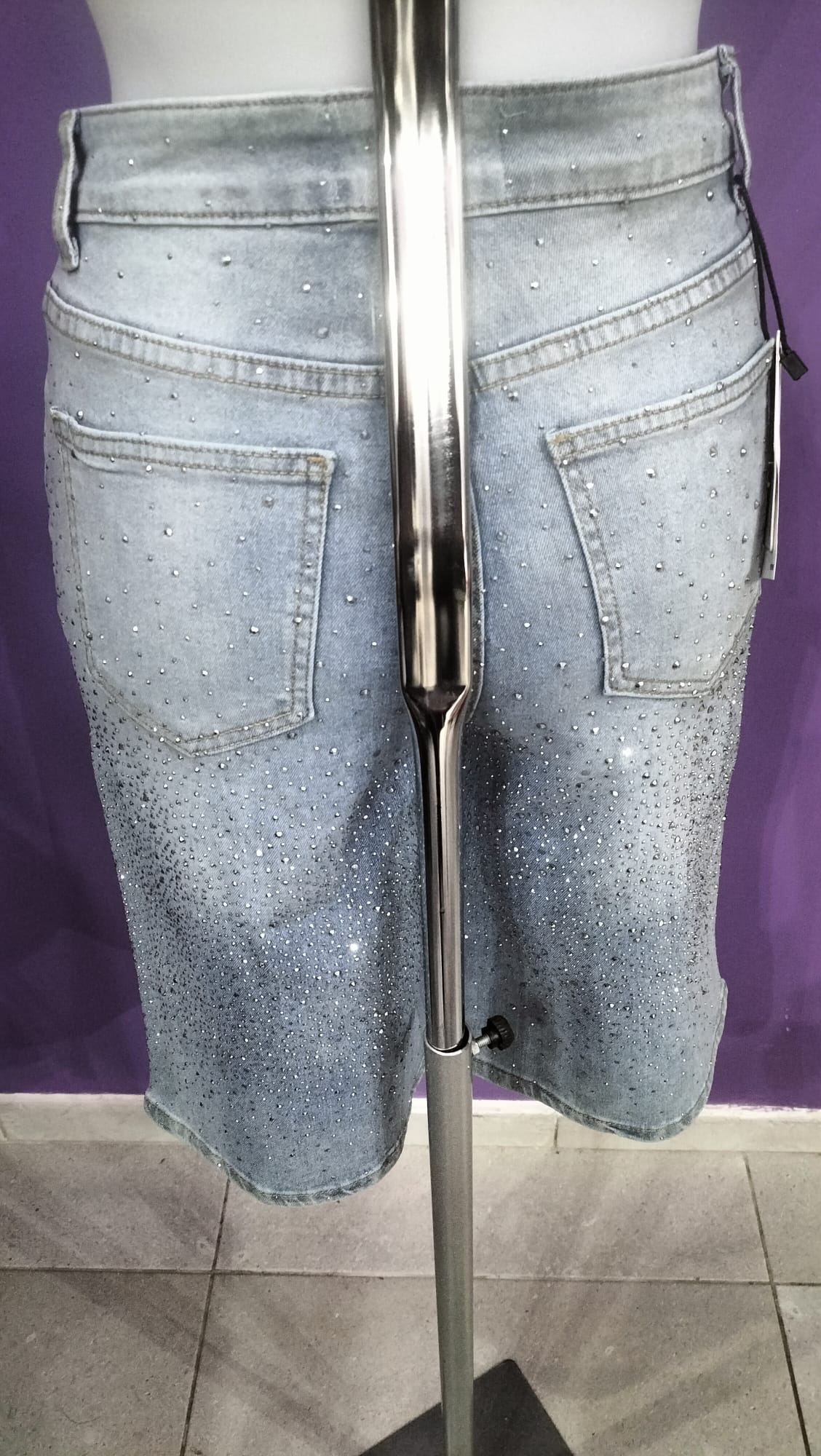 Jeans Bermuda con Brillantini