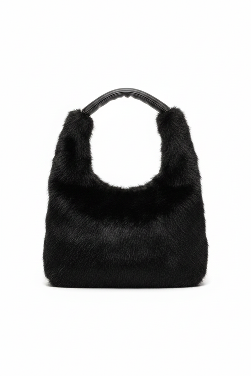 Borsa eco-fur nera studio