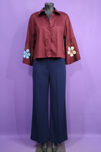 Camicia bordeaux con pantalone coordinato