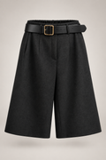 Bermuda Greta in panno nero con cintura