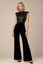 Jumpsuit-Tuta Elegante Nera con Paillettes