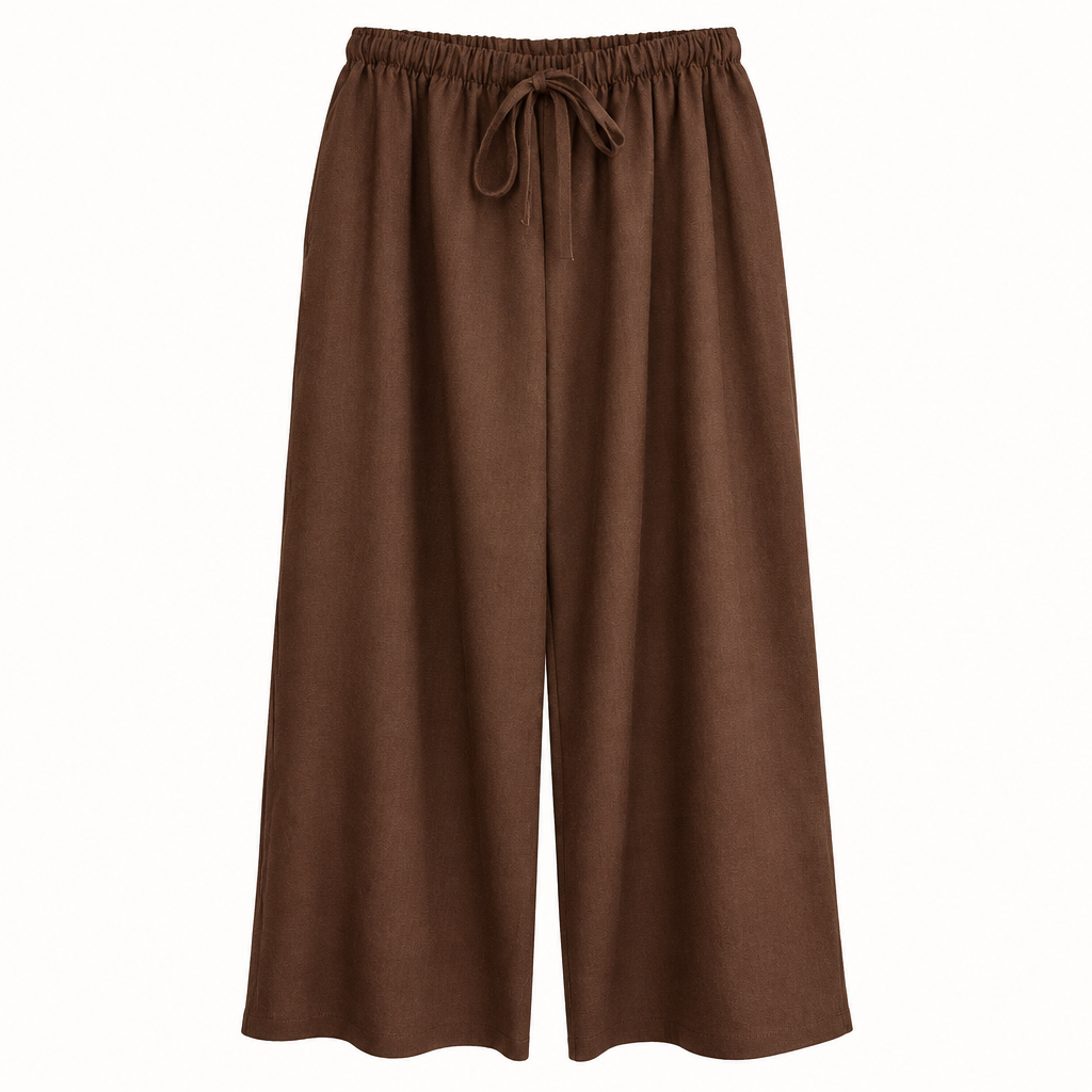 Pantalone oversize marrone con vita elasticizzata e gamba larga