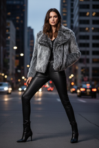 Pelliccia biker jacket indossata