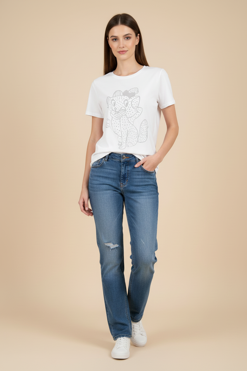 T-shirt strass con jeans